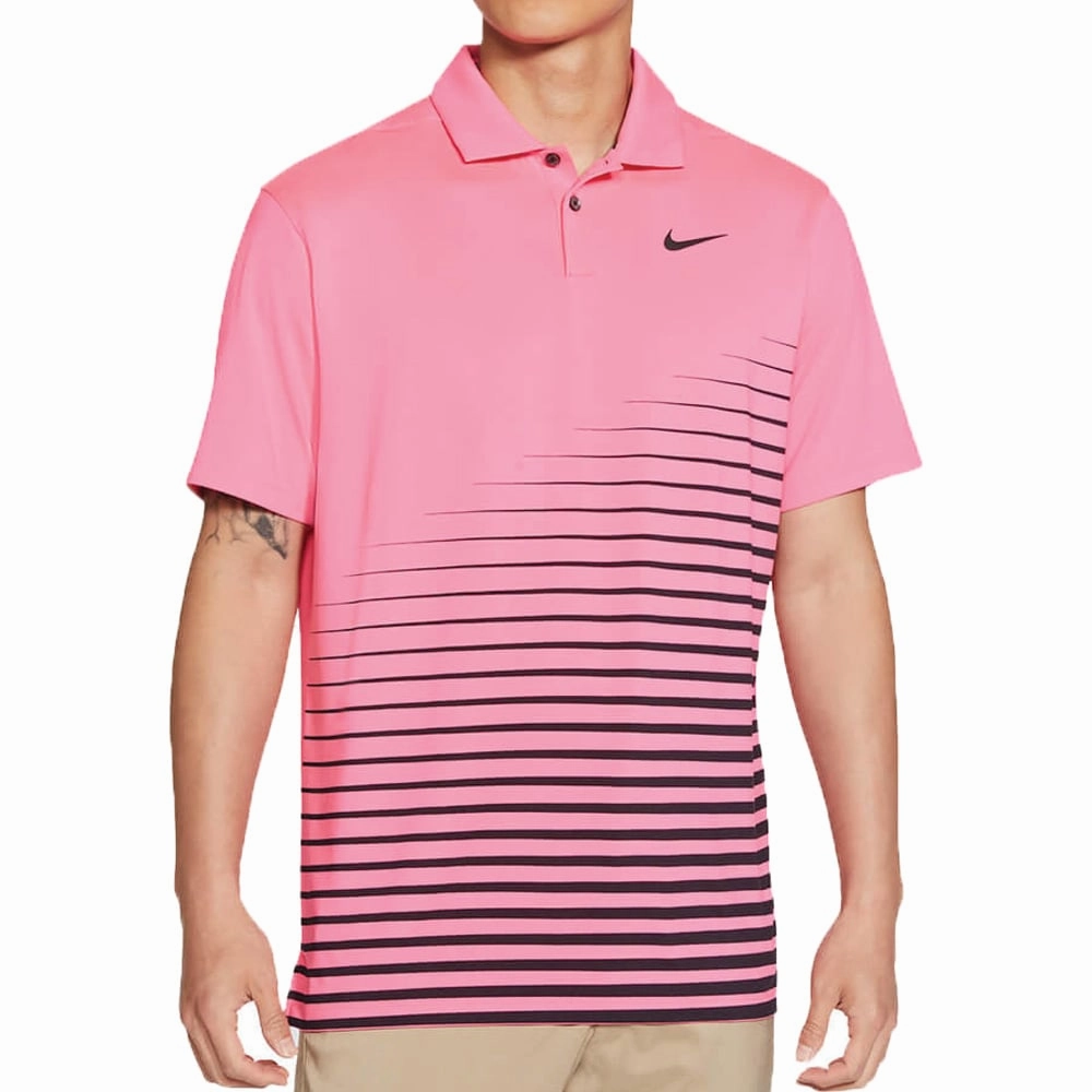 Nike Dry Vapor Stripe Graphic Polo Shirt - Hyper Pink Light and Breathable