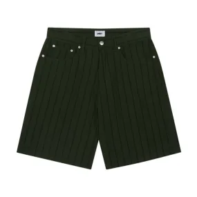 present for him Obey Stripe Baggy Denim Shorts - Duffle Bag Multi