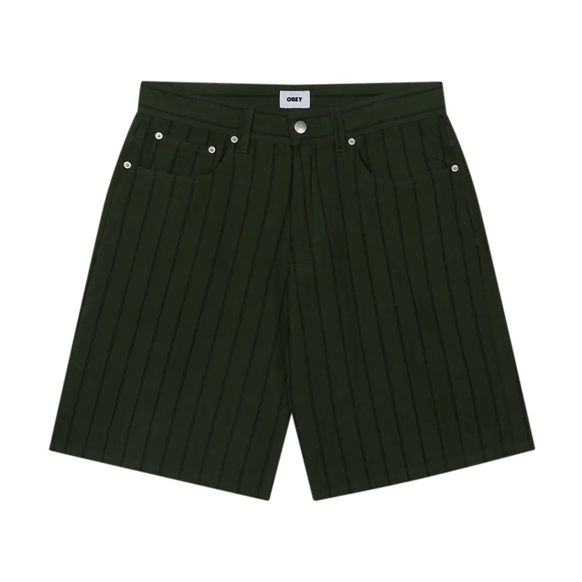 Soft Touch Adaptive Fit Obey Stripe Baggy Denim Shorts - Duffle Bag Multi