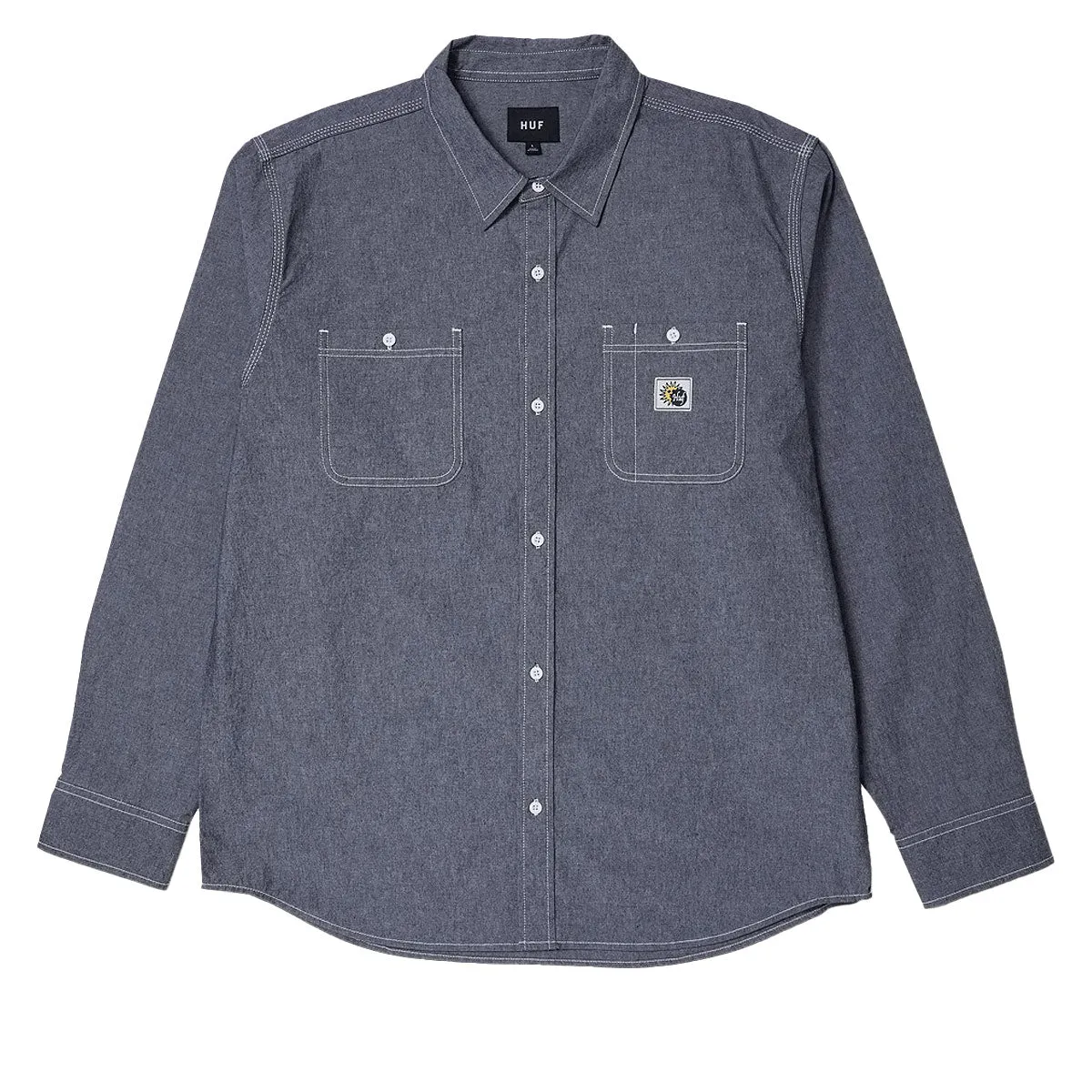 HUF Total Eclipse Chambray Long Sleeve Shirt - Black Athletic Look Urban Fashion