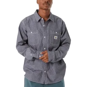 HUF Total Eclipse Chambray Long Sleeve Shirt - Black vacation wear