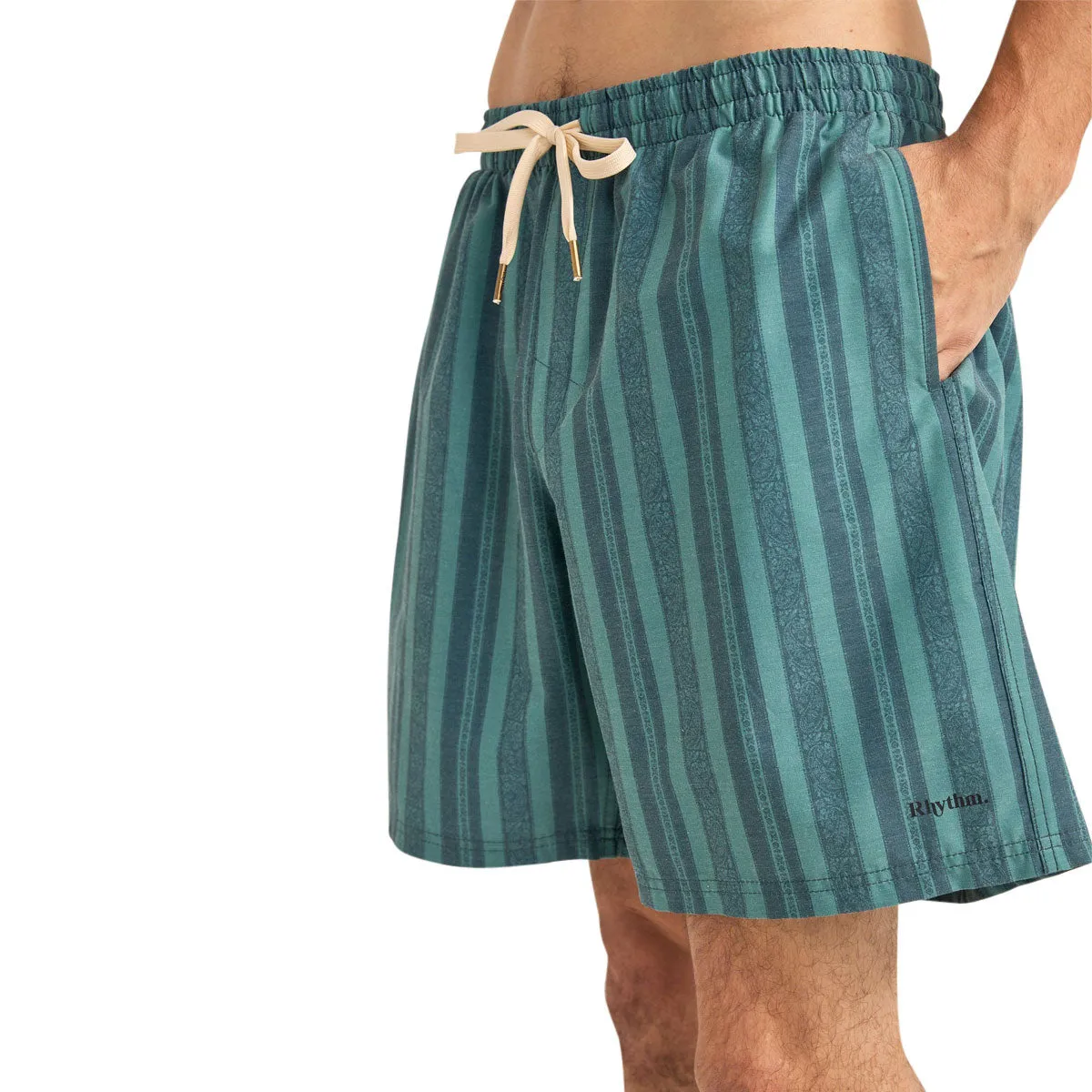 Rhythm Paisley Stripe Beach Jam Shorts - Vintage Green Daily Wear