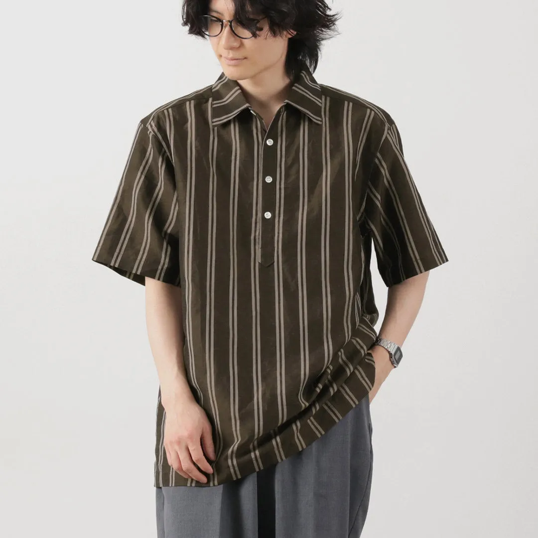 Geometric Shape Soft Texture ROCOCO / Cupro linen woven poloshirt
