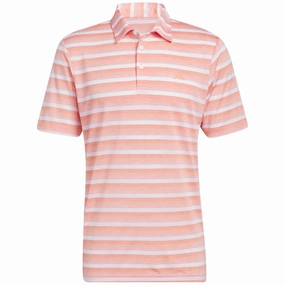 Perfect Fit Wear Adidas 2 Clear Stripe Polo Shirt - Coral Fusion/White