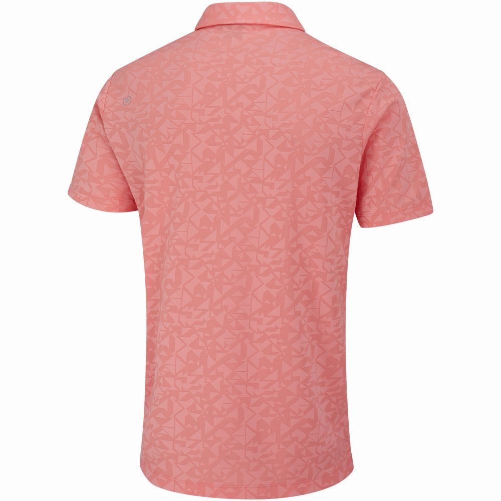 Beaded details Ribbed Collar Trim Ping Geo-Camo Polo Shirt - Desert Flower