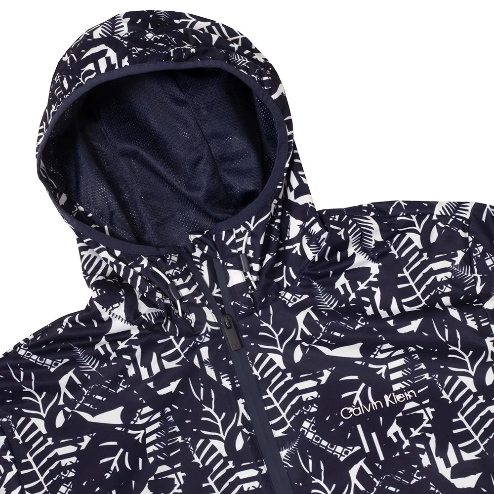 Calvin Klein Printed Windbreaker Jacket - White/Evening Blue Layer Piece Hypoallergenic Lining
