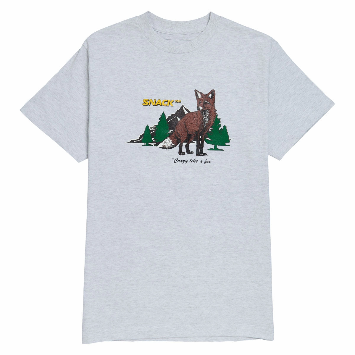 Matte Look Snack Crazy Like A Fox T-Shirt - Ash