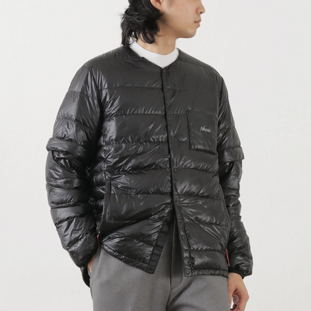 NANGA / Inner Down Cardigan Detachable Sleeve Reflective Safety Trim Monochrome Look