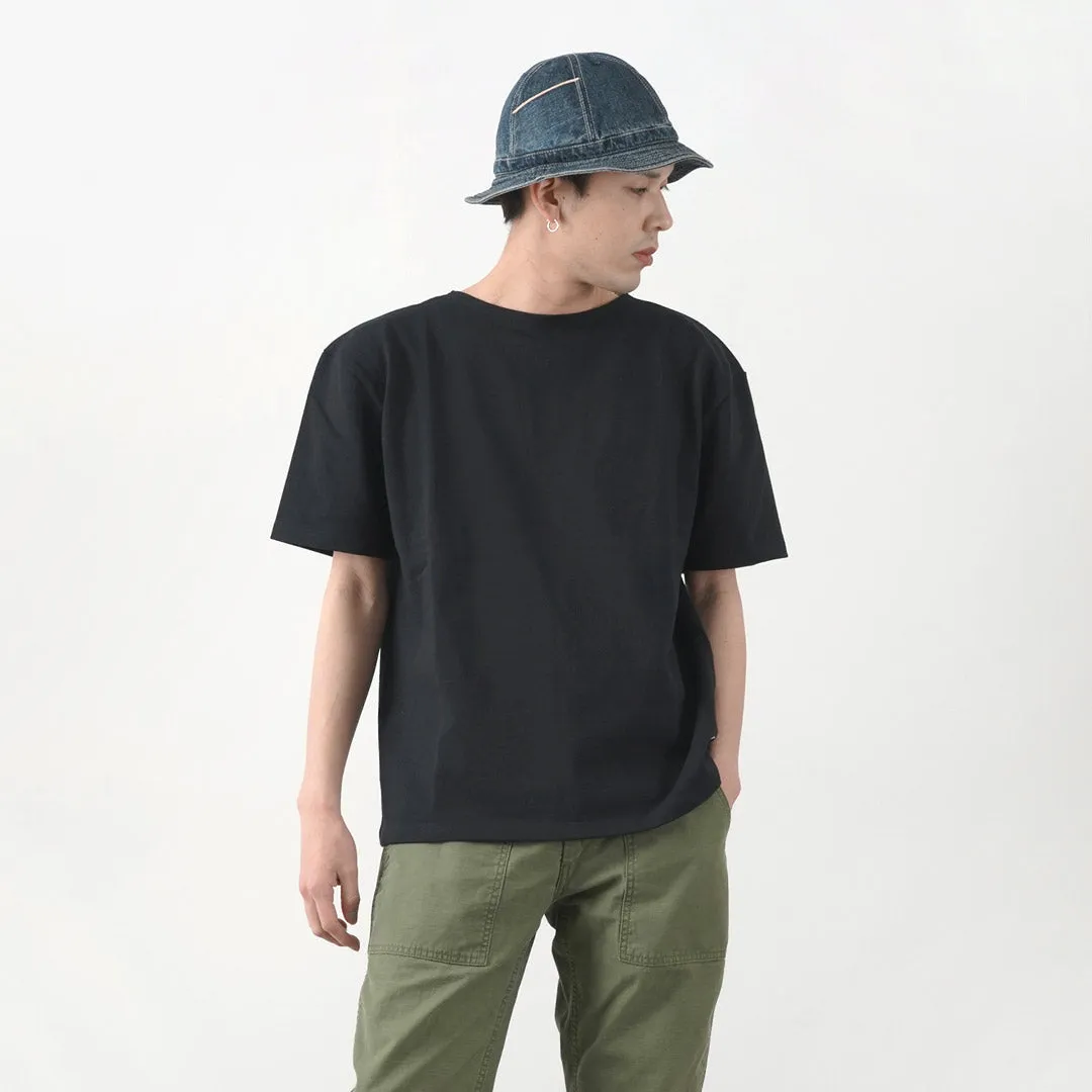 Bright Color GLACON / Solid colour Boat neck Big shirt