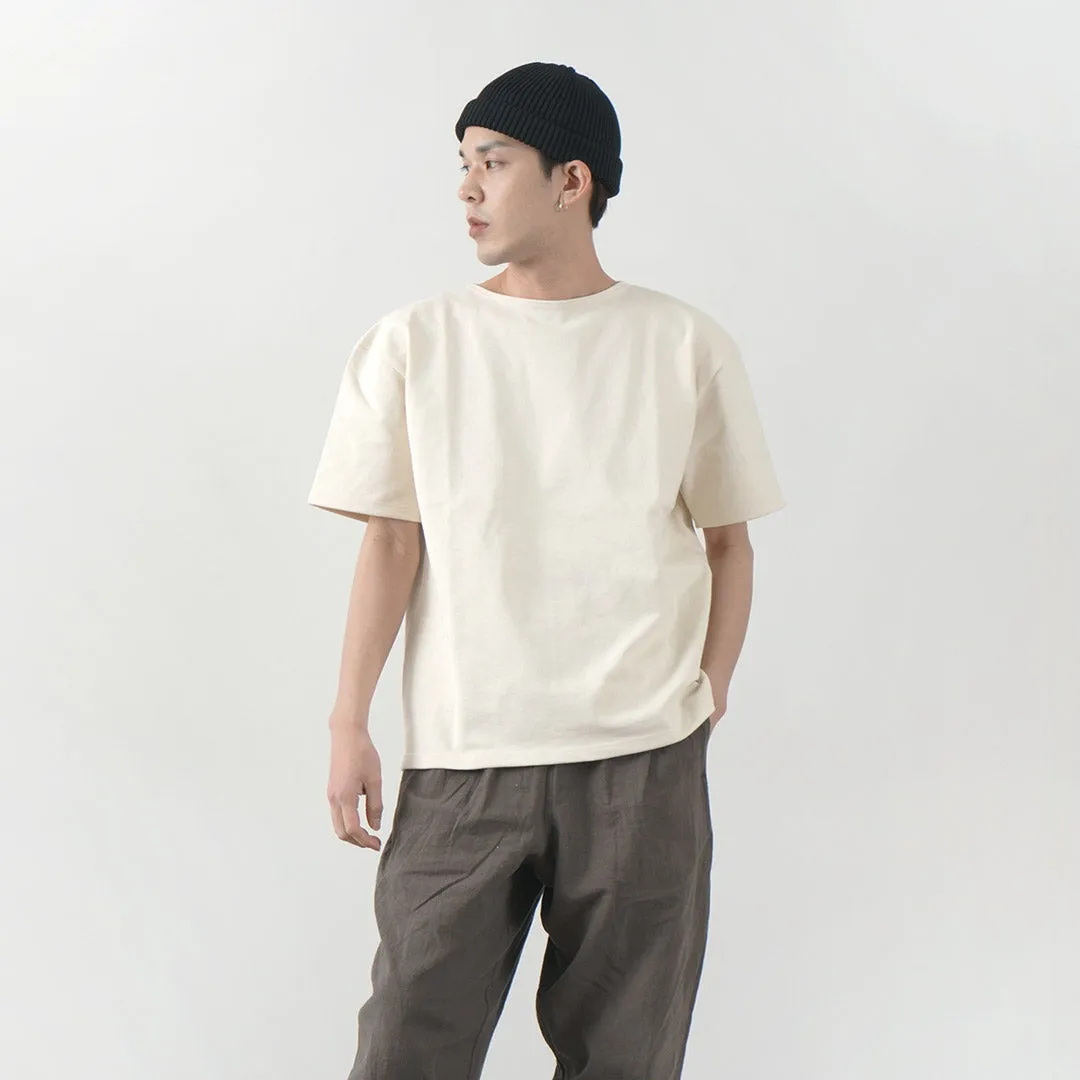 GLACON / Solid colour Boat neck Big shirt Best Seller
