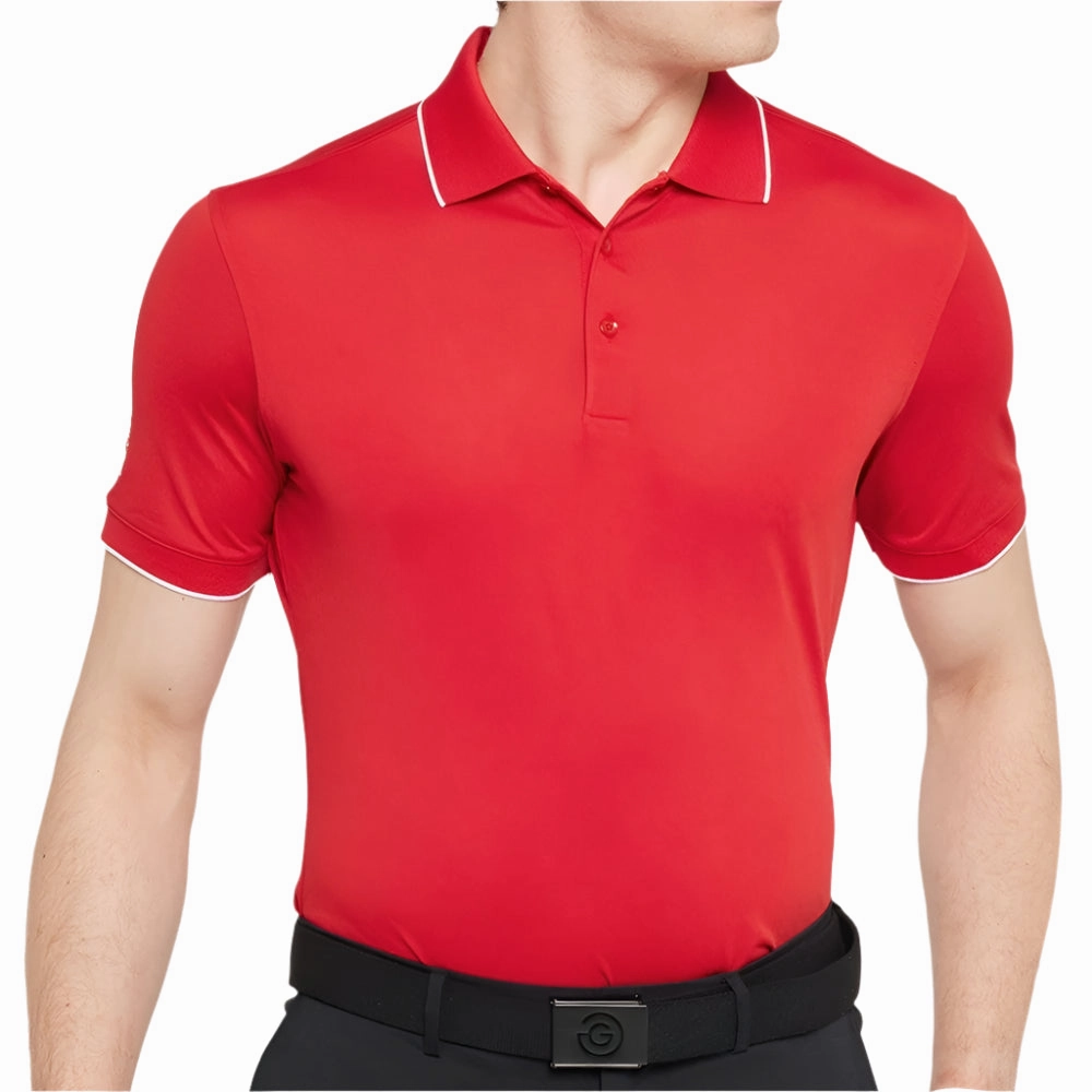Galvin Green Marty Polo Shirt - Red Ruffled edges Modern Layer