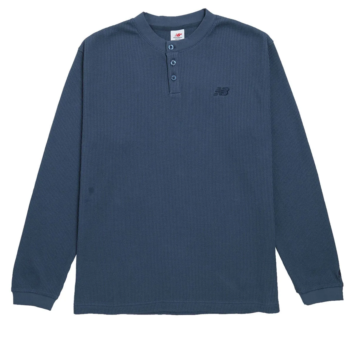 Layered Sleeve Cuffs Winter Layering New Balance Numeric Waffle Knit Long Sleeve Henley Shirt - Blue