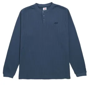 Layered Sleeve Cuffs Winter Layering New Balance Numeric Waffle Knit Long Sleeve Henley Shirt - Blue