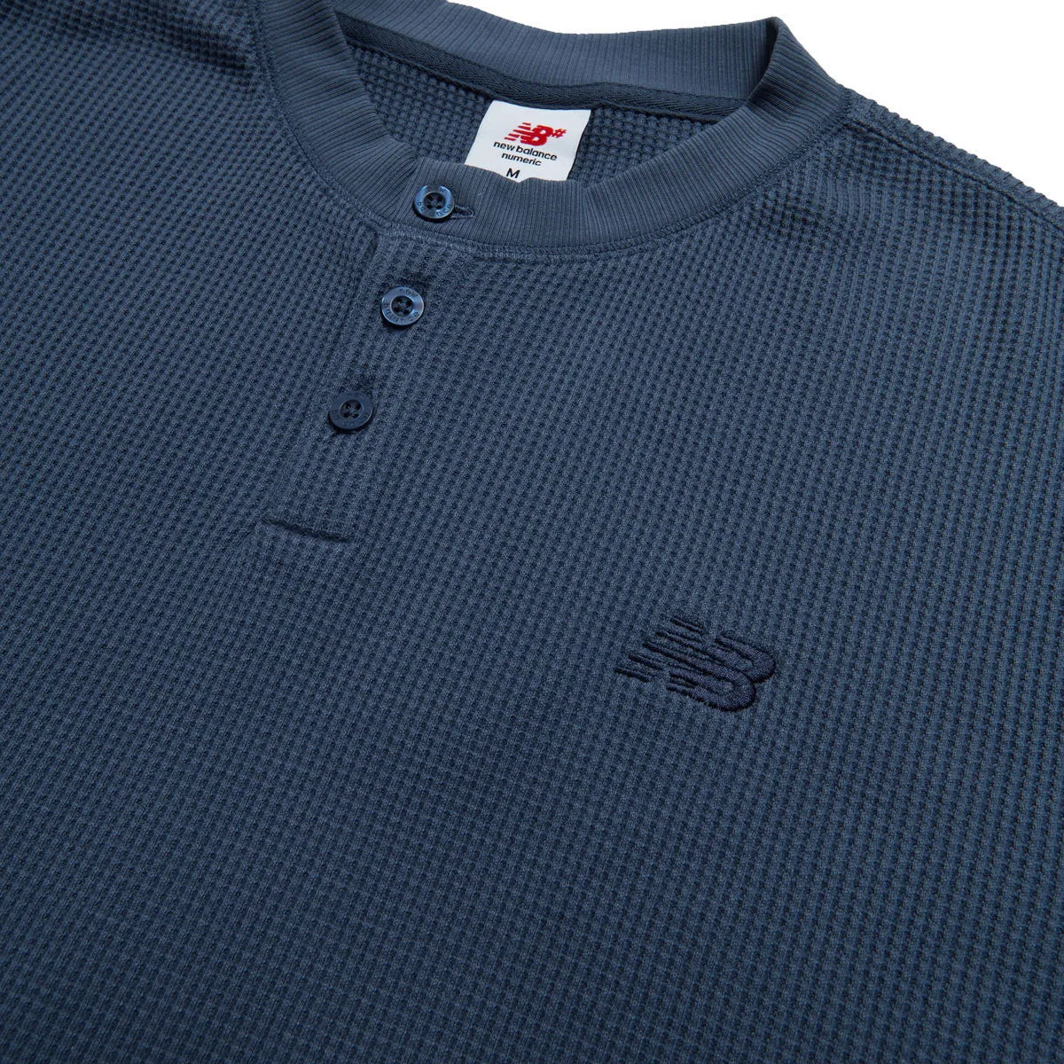 New Balance Numeric Waffle Knit Long Sleeve Henley Shirt - Blue All-Ages Fit