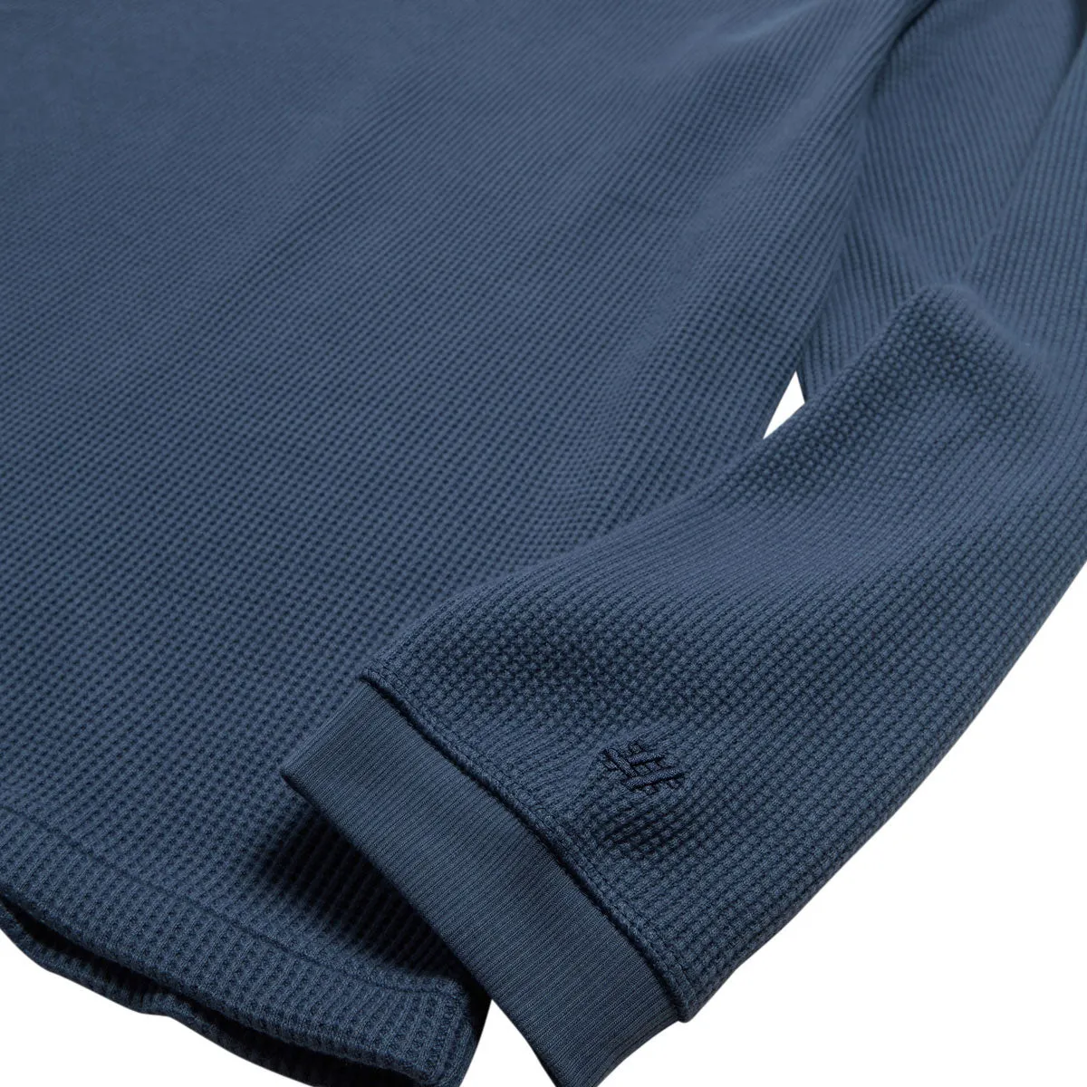 Shimmer Effect Interview Ready New Balance Numeric Waffle Knit Long Sleeve Henley Shirt - Blue