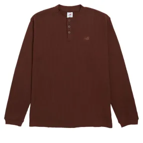 Exclusive Collection Modern Look New Balance Numeric Waffle Knit Long Sleeve Henley Shirt - Rich Oak