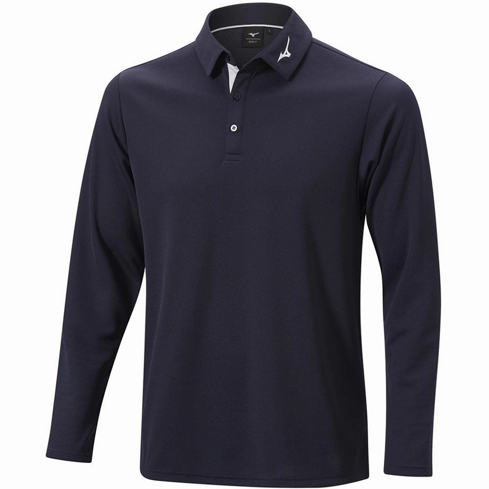 Fresh Trend Adaptable Mizuno Breath Thermo Winter Long Sleeve Polo Shirt - Deep Navy