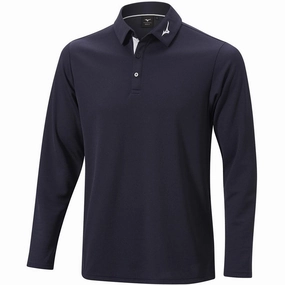 Mizuno Breath Thermo Winter Long Sleeve Polo Shirt - Deep Navy City Smart Look AntiPillingTreatment