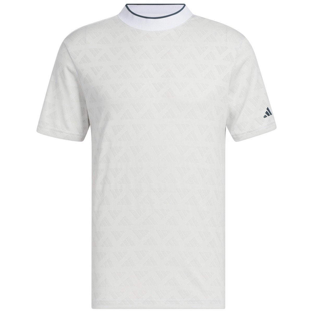 Casual Outfit Versatile and Stylish adidas Jacquard Mock Polo Shirt - Grey One/White
