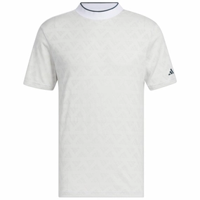 Casual Outfit Versatile and Stylish adidas Jacquard Mock Polo Shirt - Grey One/White