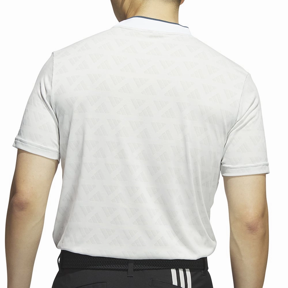 Relaxing Day adidas Jacquard Mock Polo Shirt - Grey One/White
