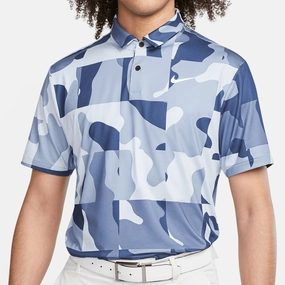Nike Dri-FIT ADV Tour Camo Polo Shirt - Blue Whisper/White Chill Design Layered Sleeve
