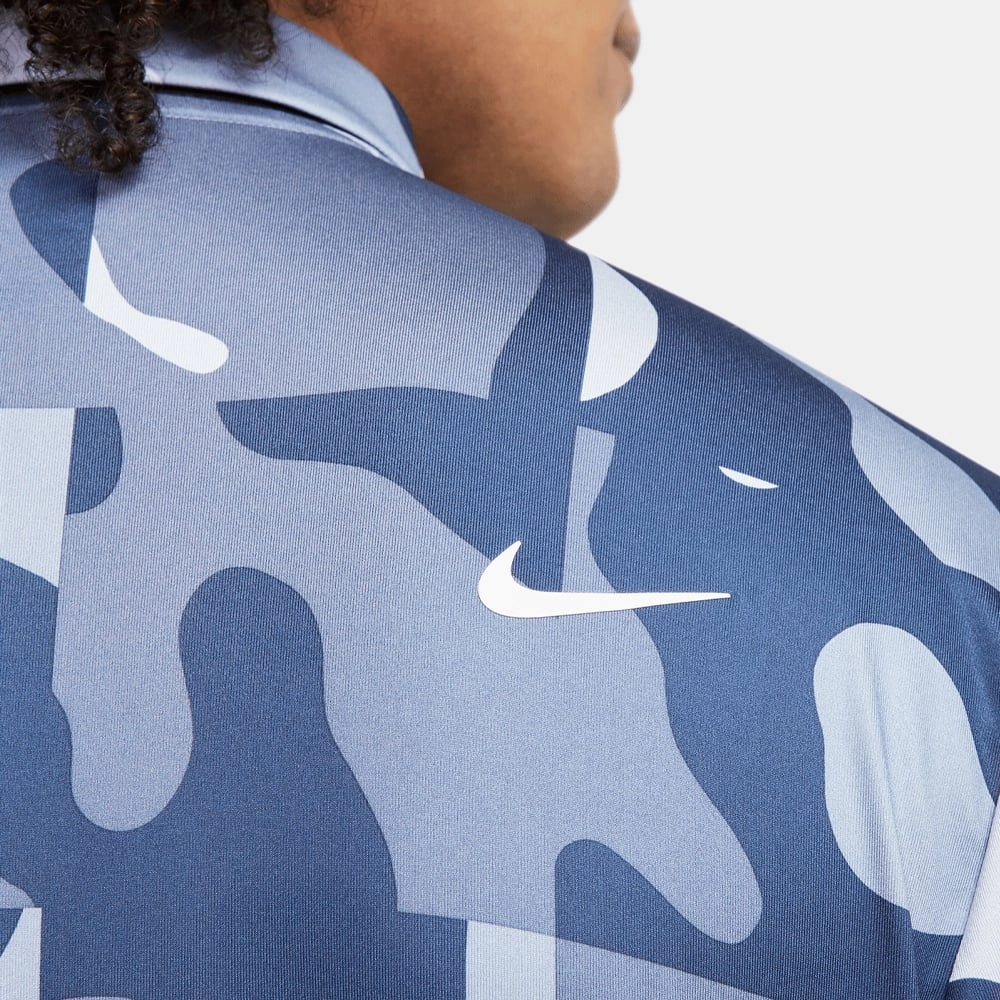 Breathable Cotton Fabric Nike Dri-FIT ADV Tour Camo Polo Shirt - Blue Whisper/White
