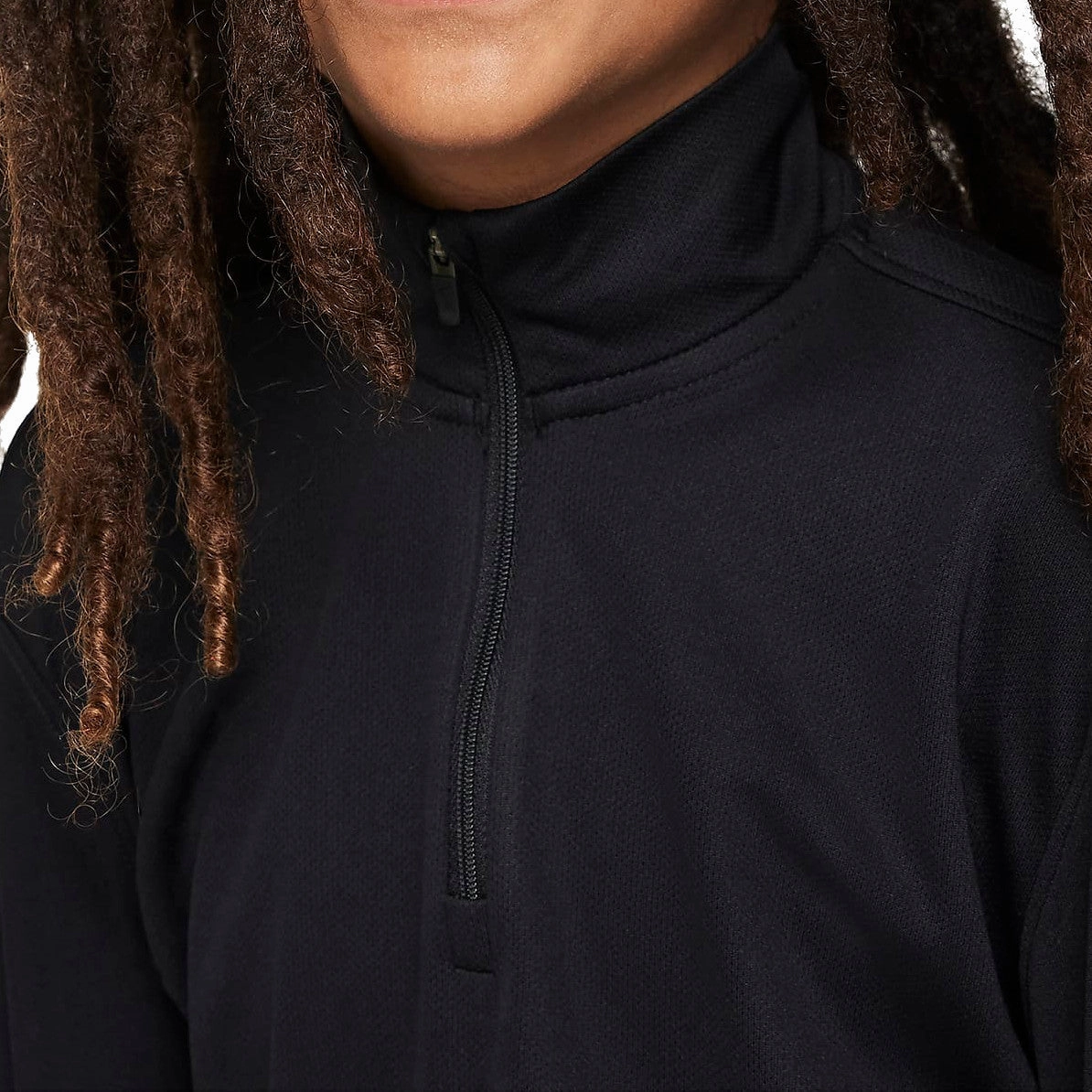 Essential Clothing Athleisure Look Nike Dri-FIT Junior UV Long-Sleeve 1/2-Zip Top - Black/Reflective Silver