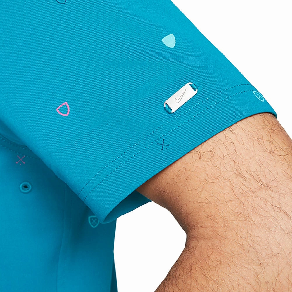 Heather Texture Finish Nike Dri-FIT Player Printed Polo Shirt - Bright Spruce/Brushed Silver
