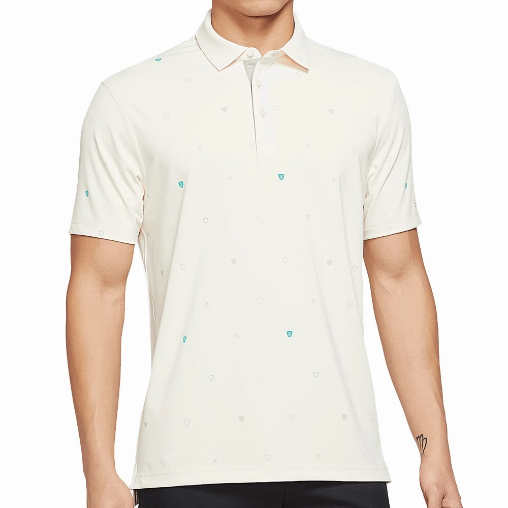 Nike Dri-FIT Player Printed Polo Shirt - Coconut Milk/Brushed Silver Beach Wear Breathable mesh