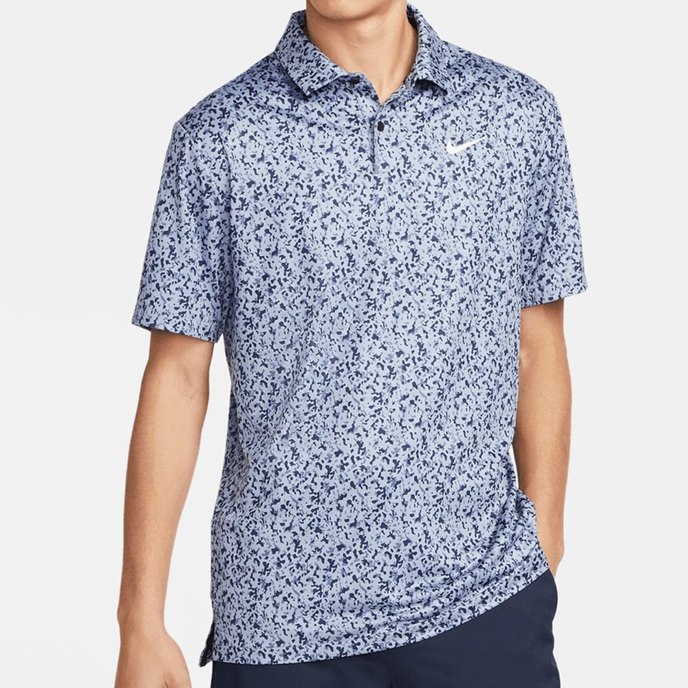 Long sleeved warmth Trendy popularity Nike Dri-FIT Tour Camo Polo Shirt - Ashen Slate/White