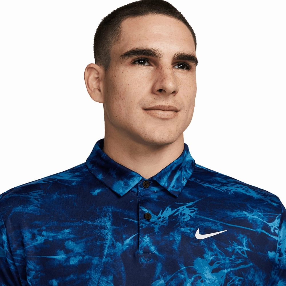Soft Touch Fit Essential Wardrobe Nike Dri-FIT Tour Solar Floral Polo Shirt - Dutch Blue/White