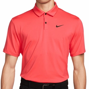 Seasonal Fashion Textured Surface Nike Dri-FIT Tour Solid Polo Shirt - Ember Glow/Black