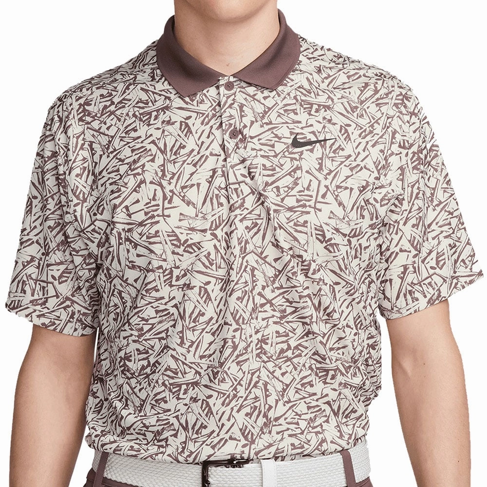 Nike Dri-FIT Victory  Allover Print Polo Shirt - Coconut Milk/Plum Eclipse/Black Relaxed Outfit
