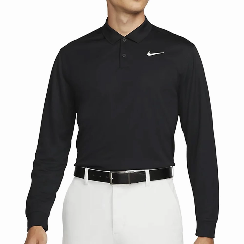 Chill Wear Nike Dri-FIT Victory Long Sleeved Polo Shirt - Black/White