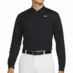 Chill Wear Nike Dri-FIT Victory Long Sleeved Polo Shirt - Black/White