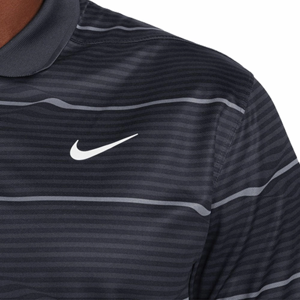 Nike Dri-FIT Victory  Ripple Polo Shirt - Black/Dark Smoke Grey/White Daily Comfort ReinforcedHems
