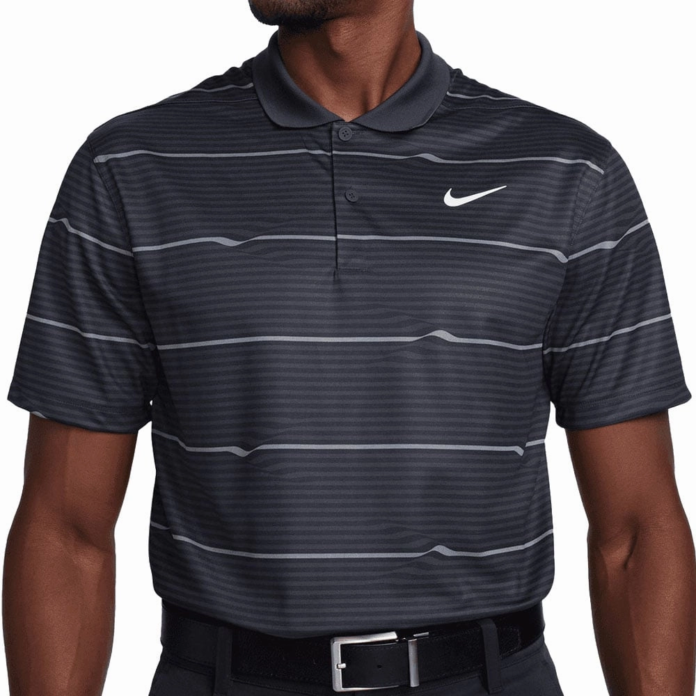 Trendy Fashion Nike Dri-FIT Victory  Ripple Polo Shirt - Black/Dark Smoke Grey/White