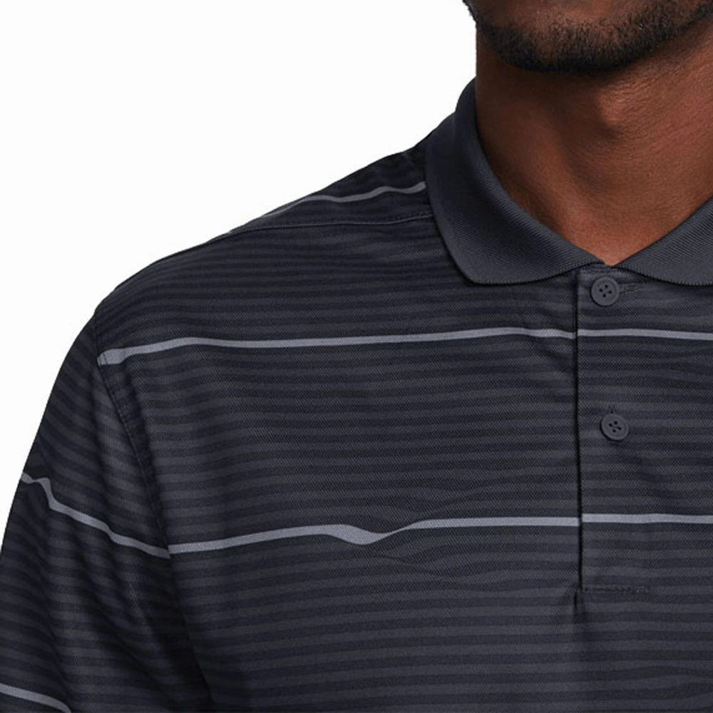 Nike Dri-FIT Victory  Ripple Polo Shirt - Black/Dark Smoke Grey/White Durable Color Retention