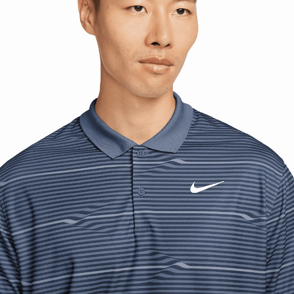 Outdoor Leisure Look Nike Dri-FIT Victory  Ripple Polo Shirt - Midnight Navy/Diffused Blue/White