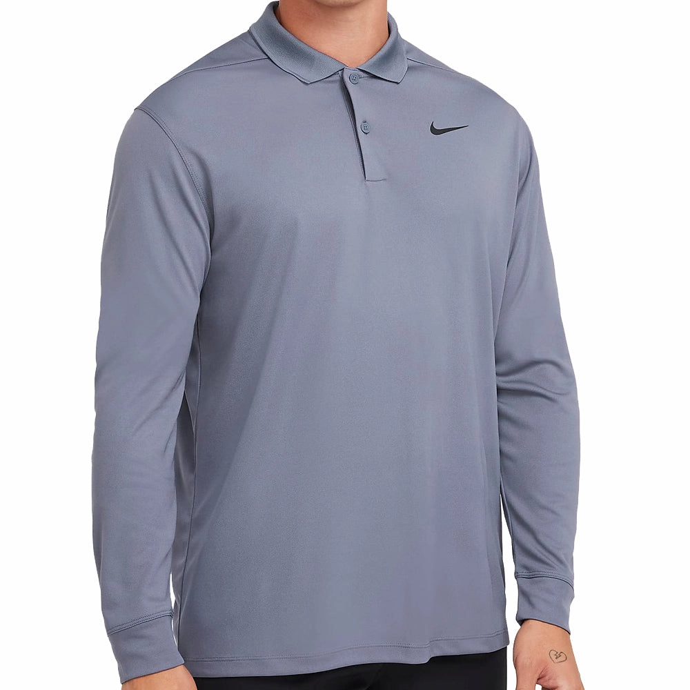 Versatile Apparel Nike Dri-FIT Victory Solid Long Sleeve Polo Shirt - Light Carbon/Black