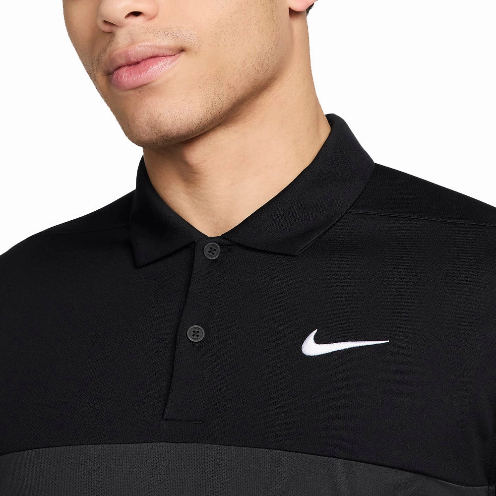 Relaxed Vibe Soft Touch Fabric Nike Dri-FIT Victory  Solid Polo Block - Black/Iron Grey/Dark Smoke Grey/White