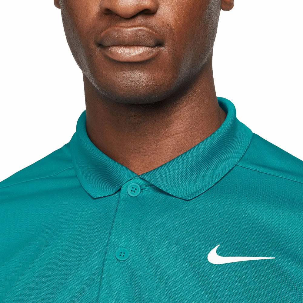 Tight Fit Eco Certified Fiber Nike Dri-FIT Victory Solid Polo Shirt - Bright Spruce/White