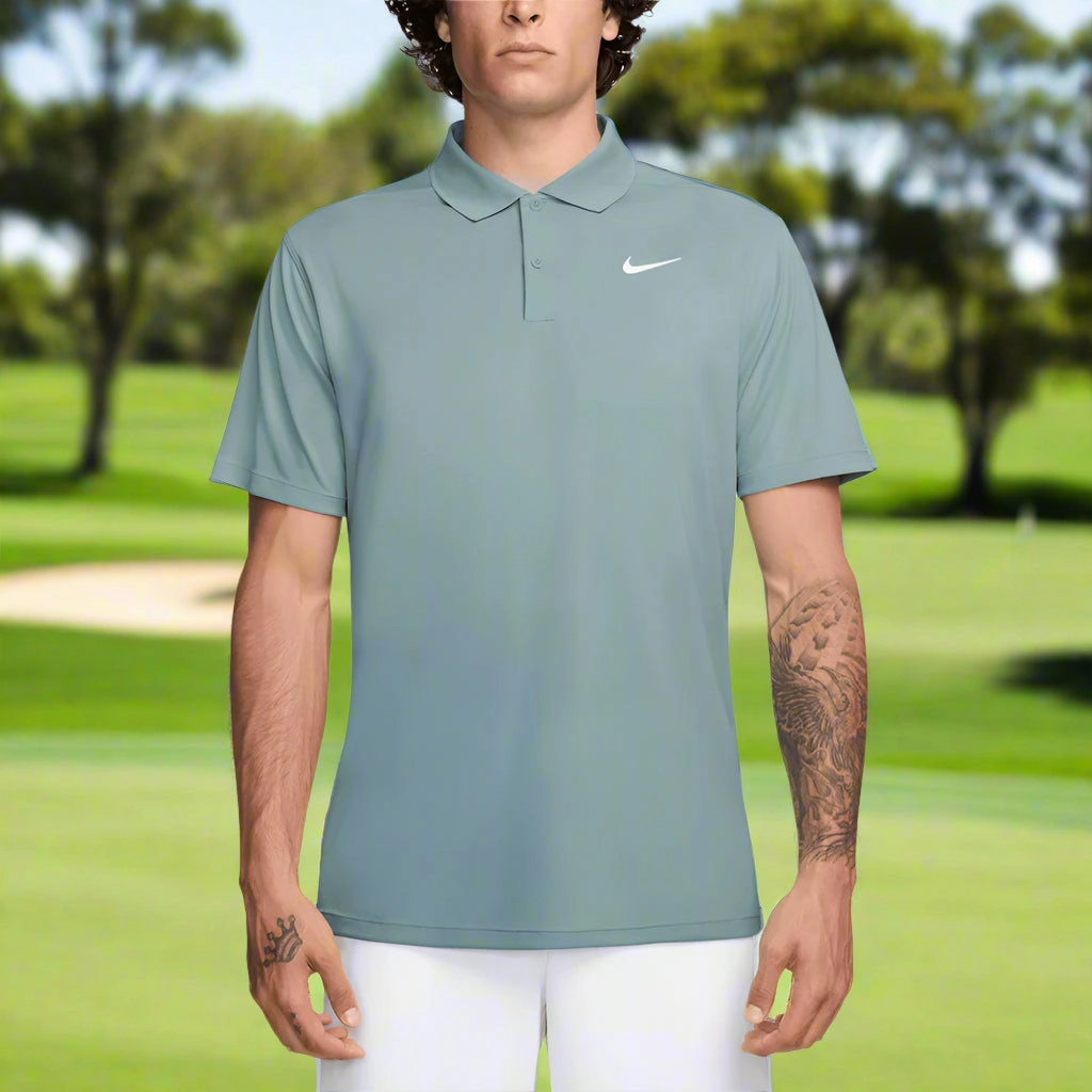 Nike Dri-FIT Victory Solid Polo Shirt - Ocean Cube/White Set In Sleeve