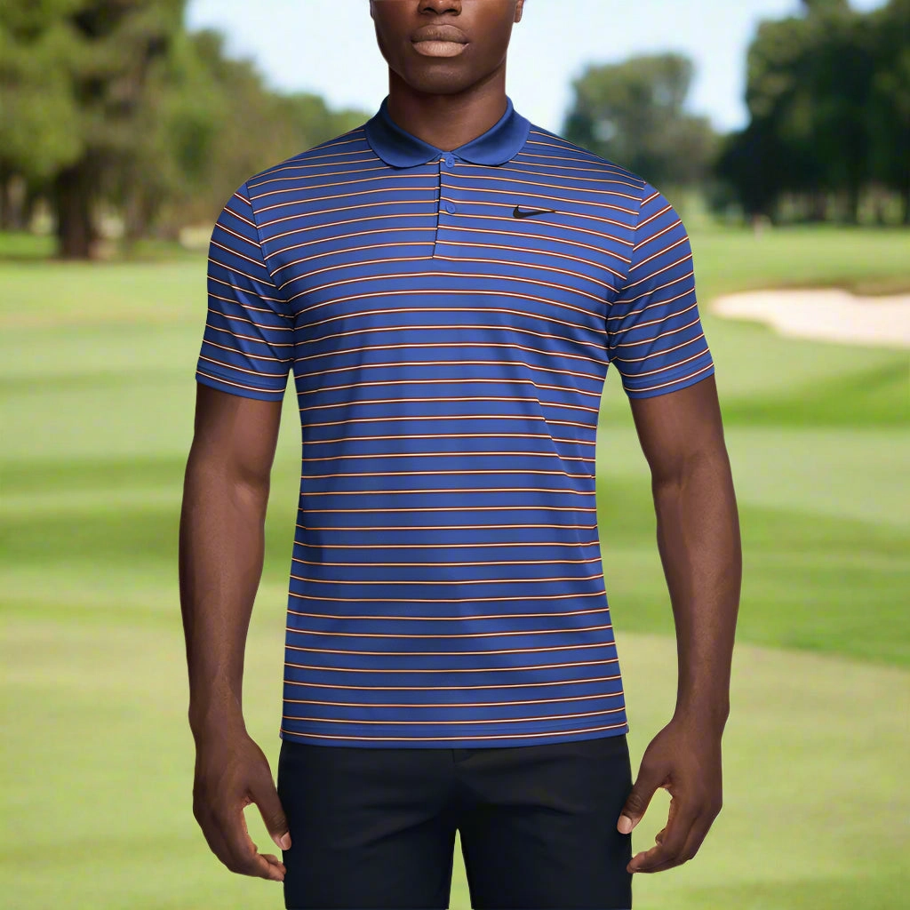 Nike Dri-FIT Victory Stripe Polo Shirt - Astronomy Blue/Mars Stone/Black Linen blend Relaxed Design