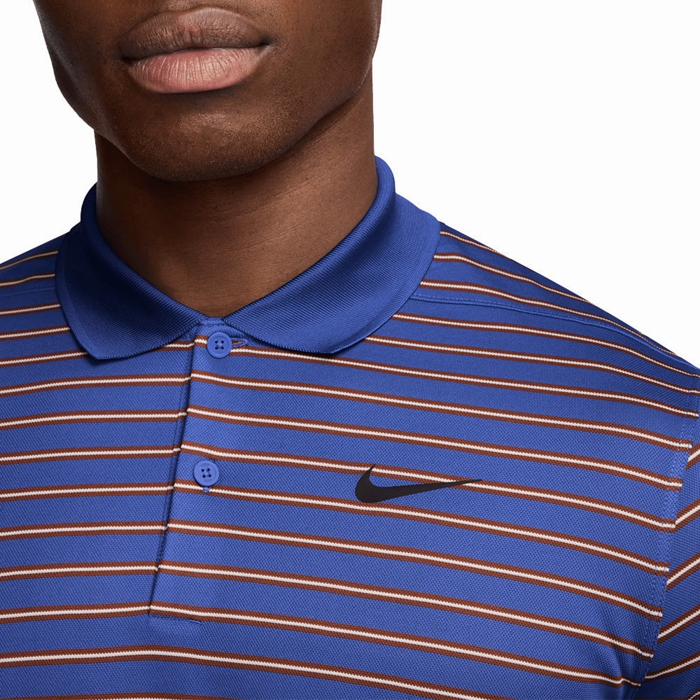 Comfortable And Trendy Nike Dri-FIT Victory Stripe Polo Shirt - Astronomy Blue/Mars Stone/Black