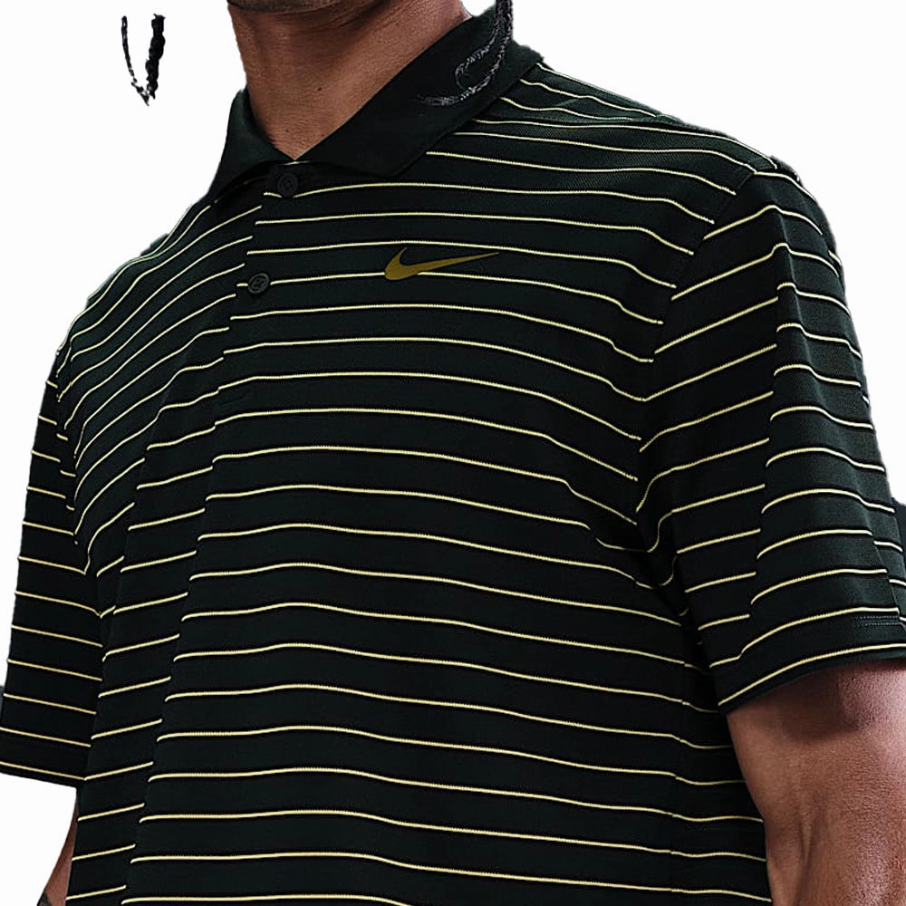 Everyday Wear MinimalistStitching Nike Dri-Fit Victory Stripe Polo Shirt - Night Forrest/Olive Flak