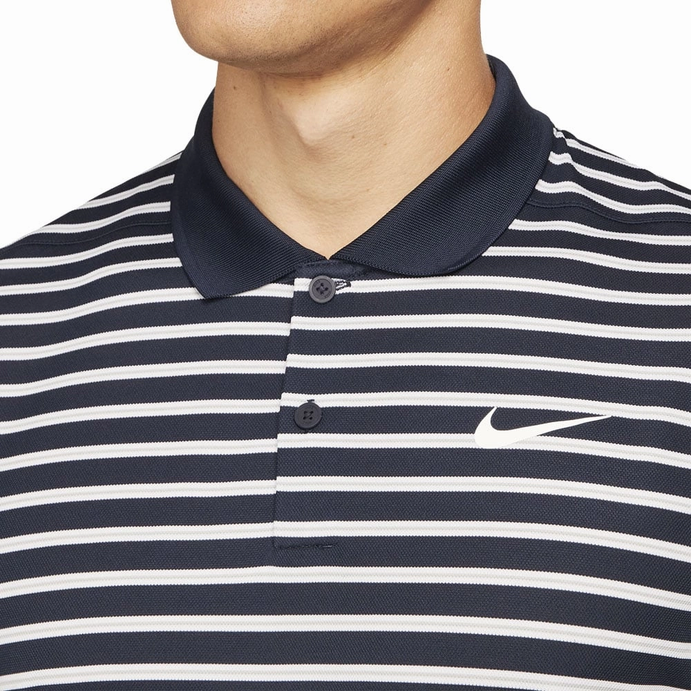 Nike Dri-FIT Victory Striped Polo Shirt - Obsidian/White Cozy and Fashionable Functional Comfort