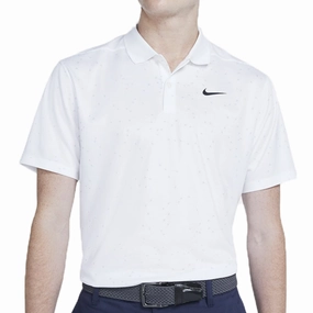 Nike Dry Victory Micro Print Polo Shirt - White/Black Drip Dry Fabric