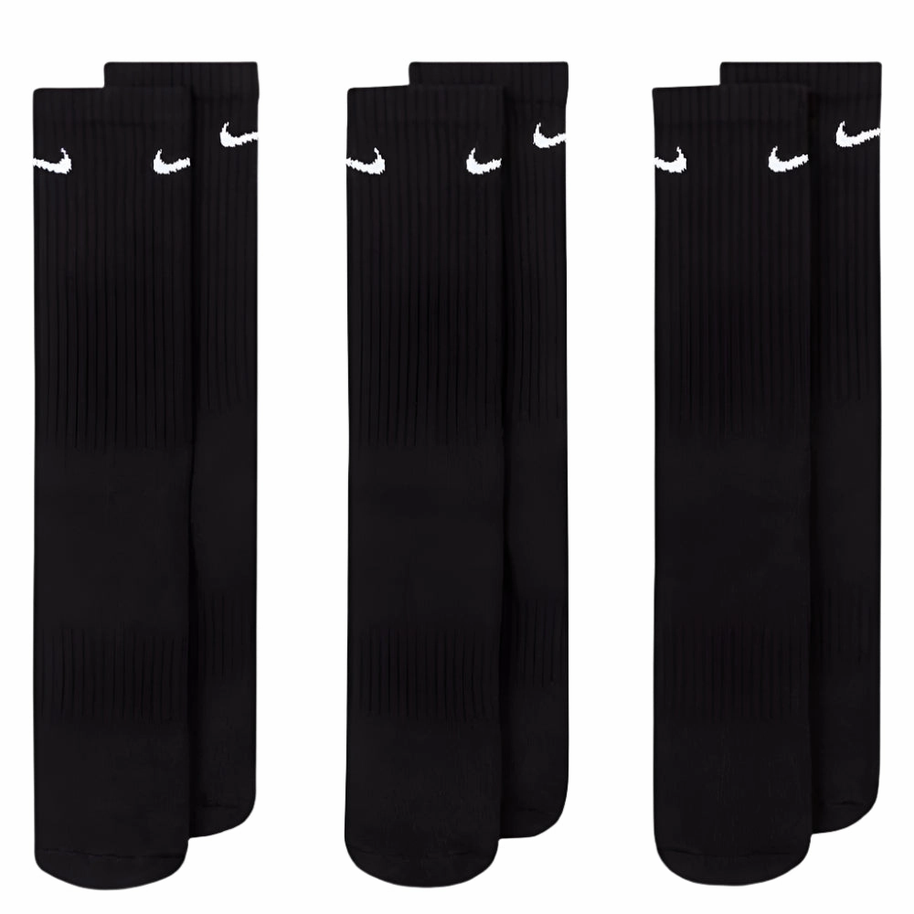 Nike Everday Cushion Crew Socks (3 Pack) - Black/White Machine made Businesswoman socks